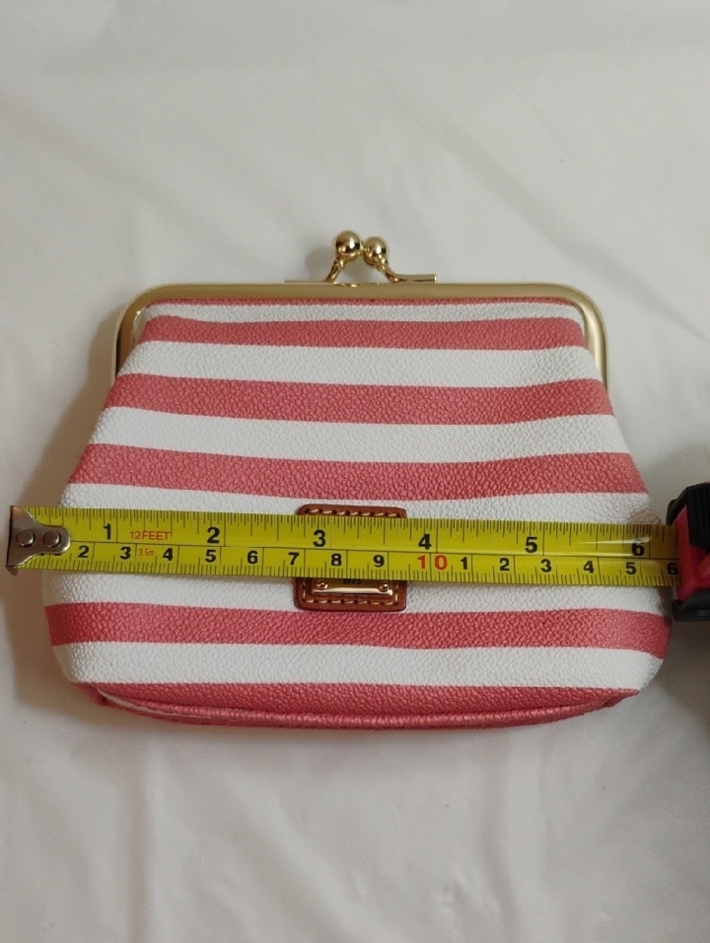 Dooney & Bourke Pink & White Striped Kiss-Lock Clutch - Picture 4 of 4